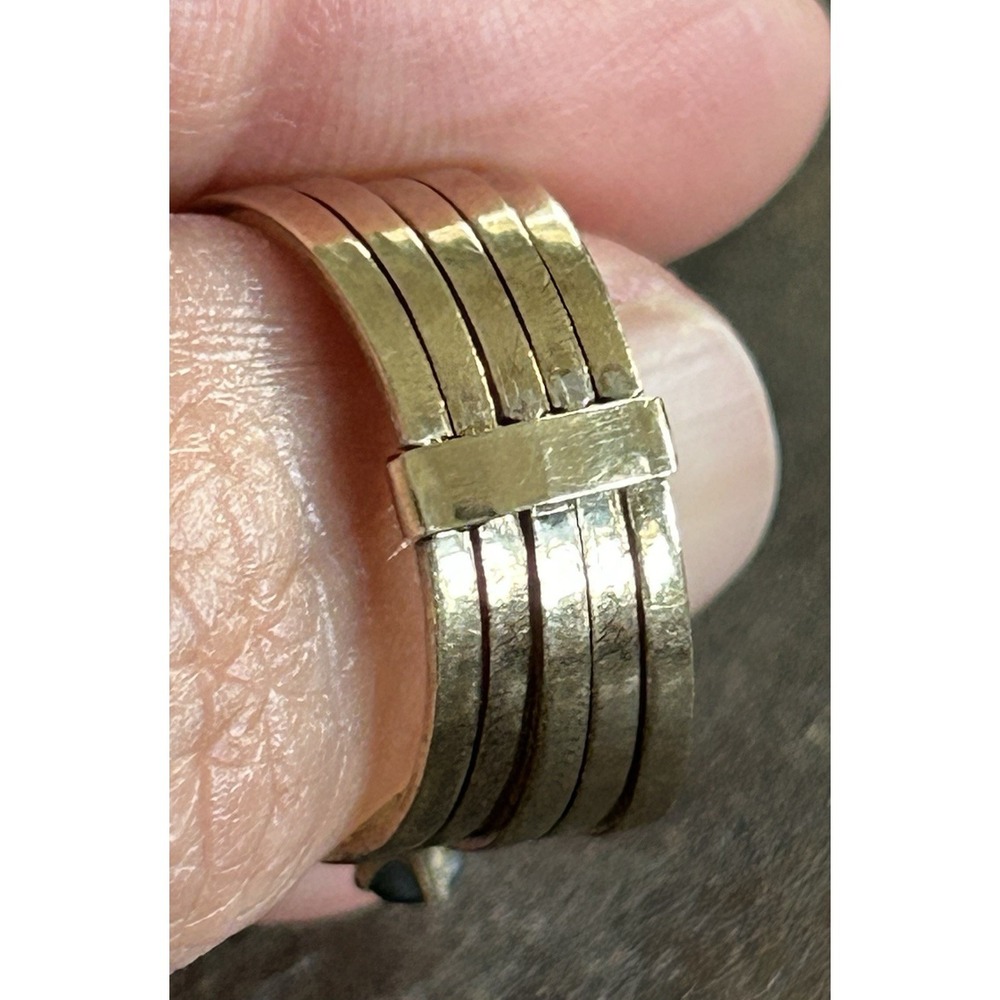 Vintage Tahitian Black Pearl and 14K Five Band Harem Statement Ring - Picture 4 of 9